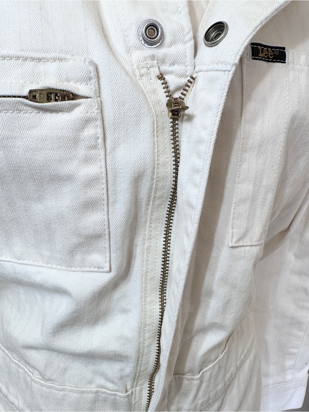 Lee Cream Cotton Utility Coveralls Jumpsuit Medium Workwear Vintage Style - Picture 6 of 8